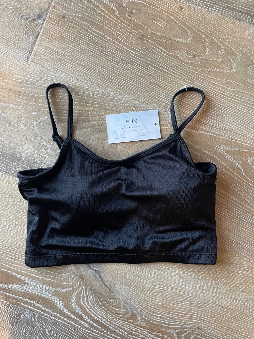 Klassy Network  Black Ribbed Crop Cami